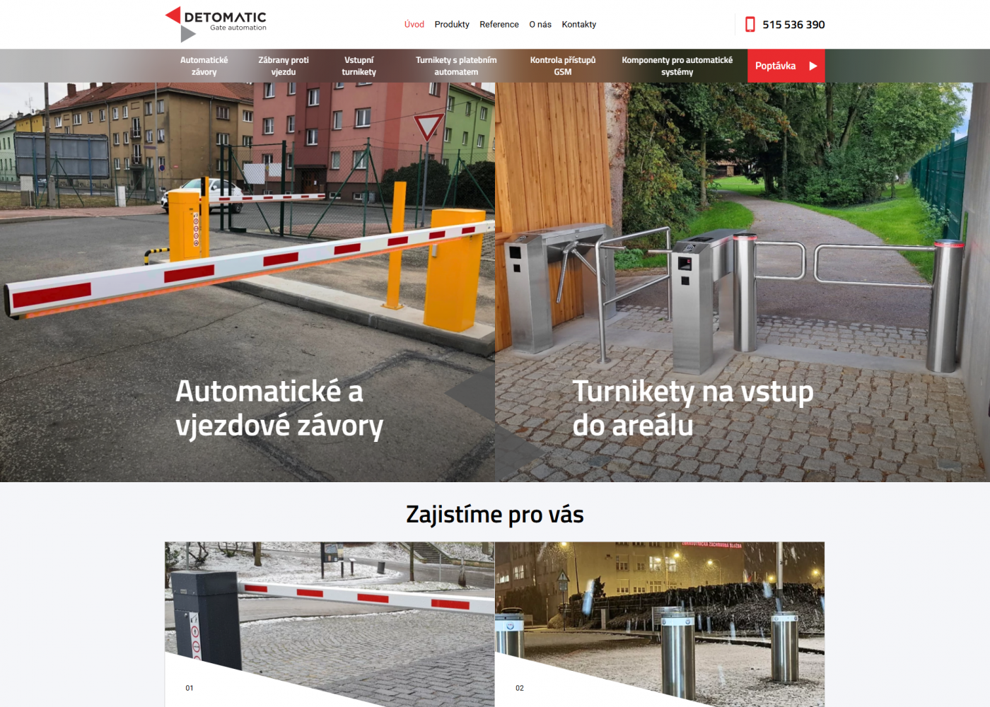 Detomatic: Redesign webu pro výrobce závor, turniketů a dalších přístupových systémů - Porovnání, nová verze  #1