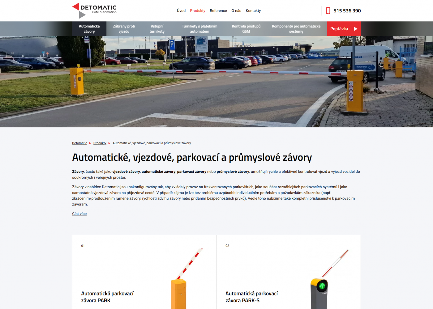 Detomatic: Redesign webu pro výrobce závor, turniketů a dalších přístupových systémů - Porovnání, nová verze  #2