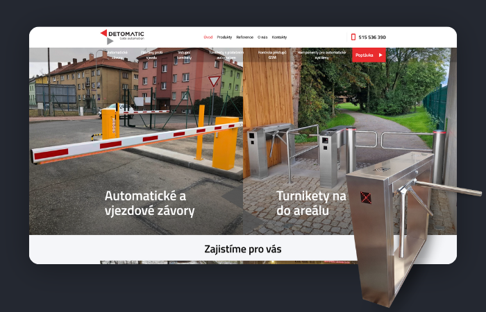 Detomatic: Redesign webu pro výrobce závor, turniketů a dalších přístupových systémů