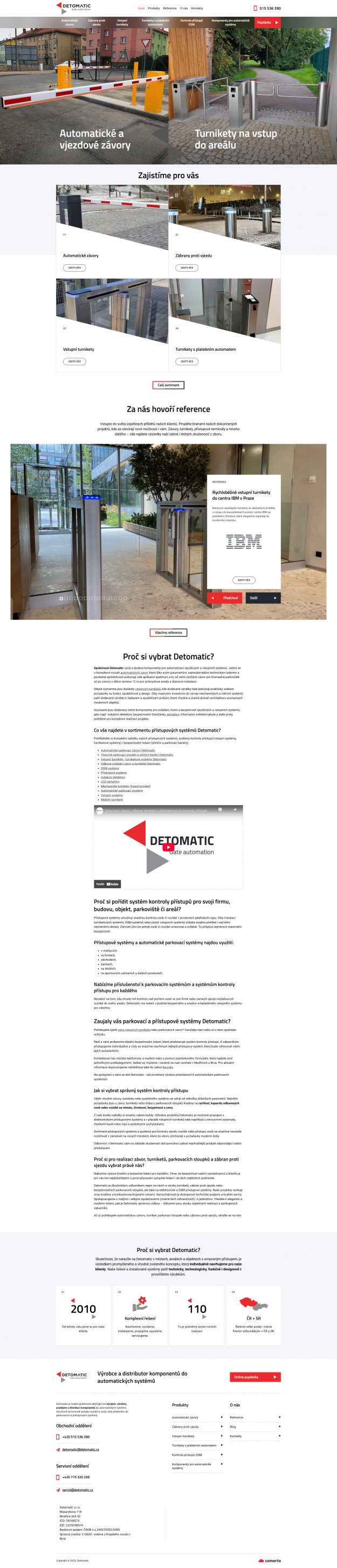 Detomatic: Redesign webu pro výrobce závor, turniketů a dalších přístupových systémů - Screenshot
