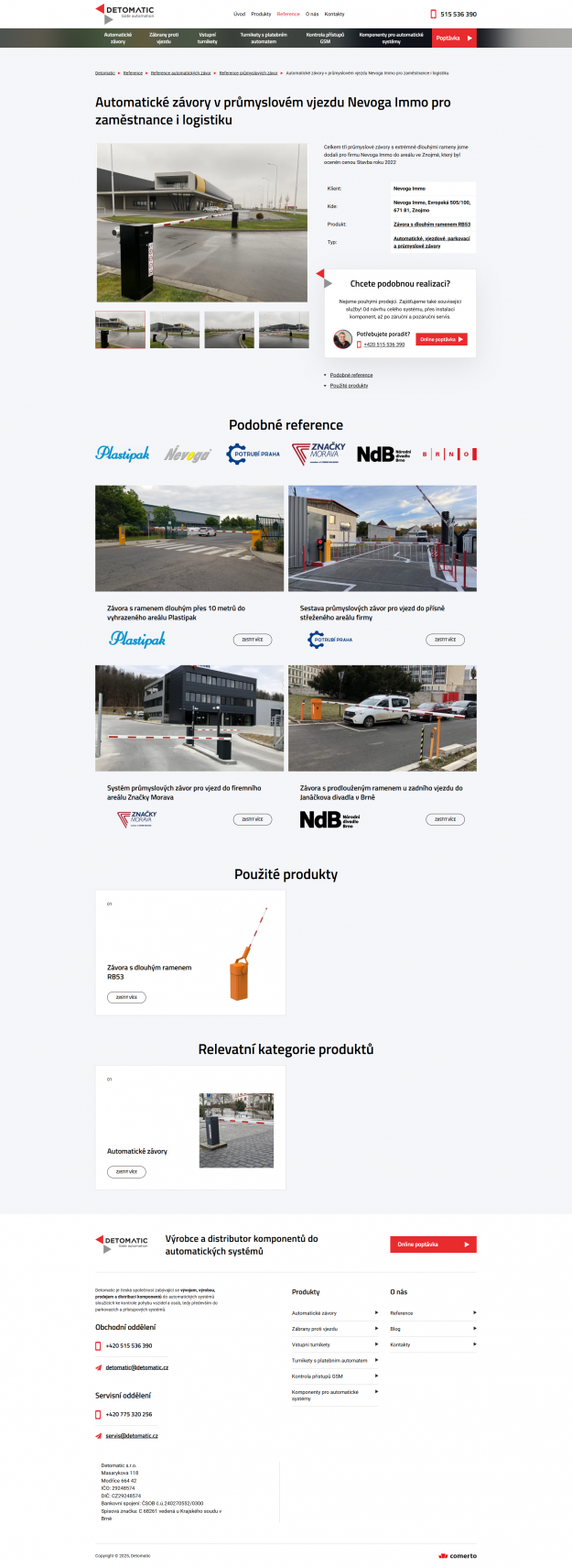 Detomatic: Redesign webu pro výrobce závor, turniketů a dalších přístupových systémů - Screenshot