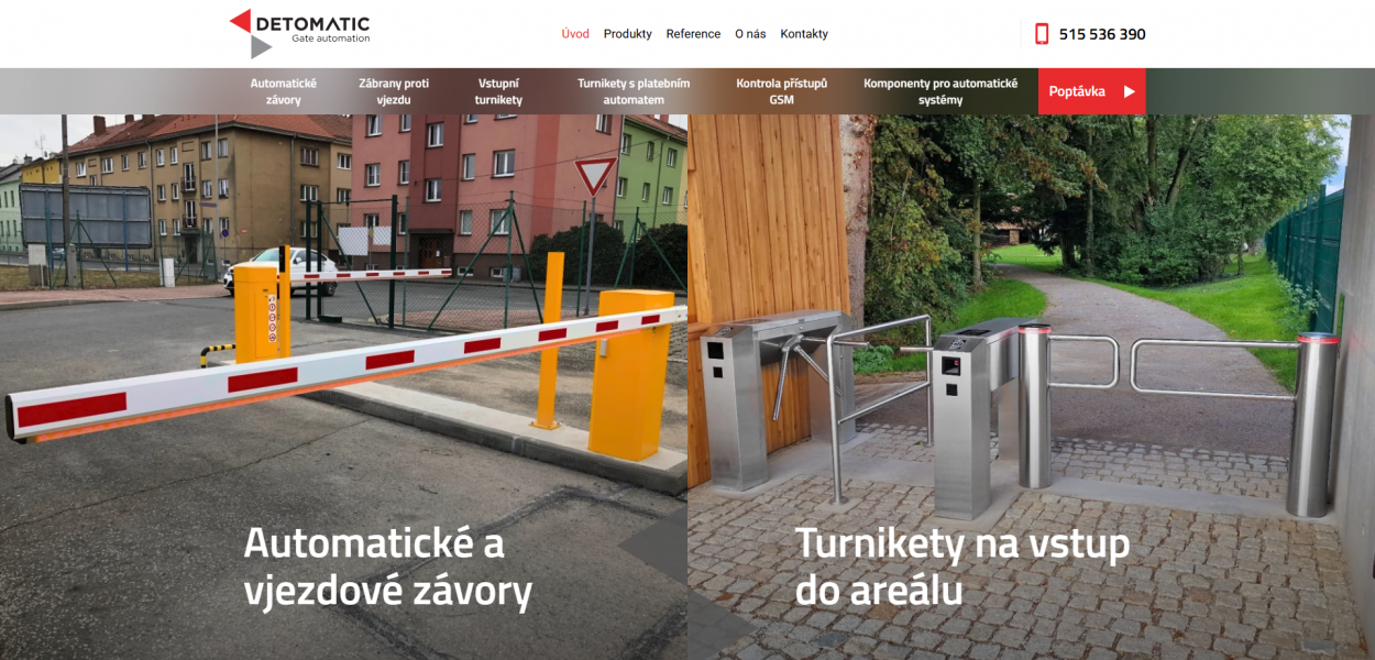 Detomatic: Redesign webu pro výrobce závor, turniketů a dalších přístupových systémů