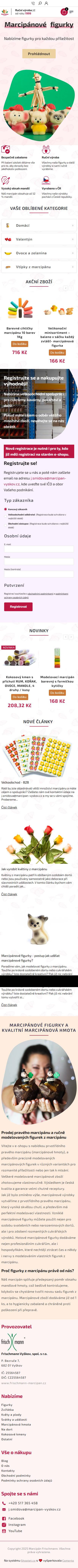 Marcipán Vyškov - tvorba e-shopu na platformě shoptet - Screenshot mobilní verze