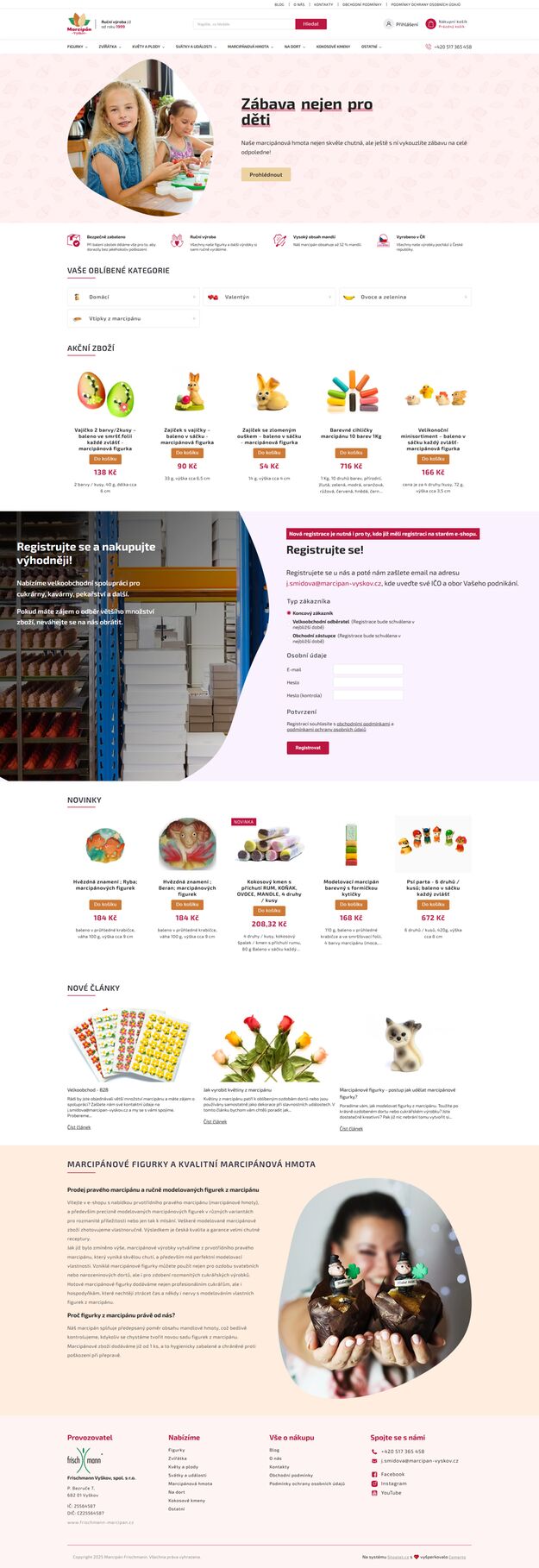Marcipán Vyškov - tvorba e-shopu na platformě shoptet - Screenshot