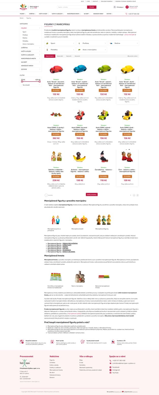 Marcipán Vyškov - tvorba e-shopu na platformě shoptet - Screenshot