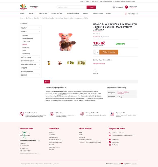 Marcipán Vyškov - tvorba e-shopu na platformě shoptet - Screenshot