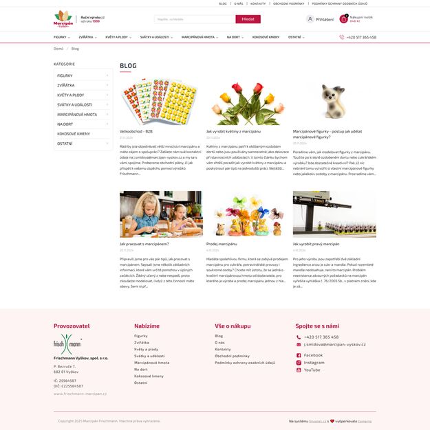 Marcipán Vyškov - tvorba e-shopu na platformě shoptet - Screenshot