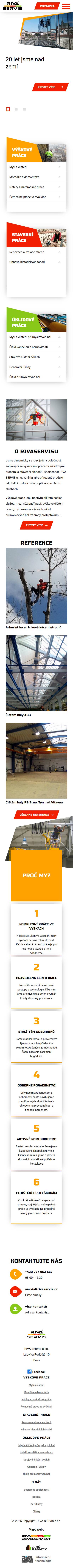 Redesign webu Riva Servis - Screenshot mobilní verze