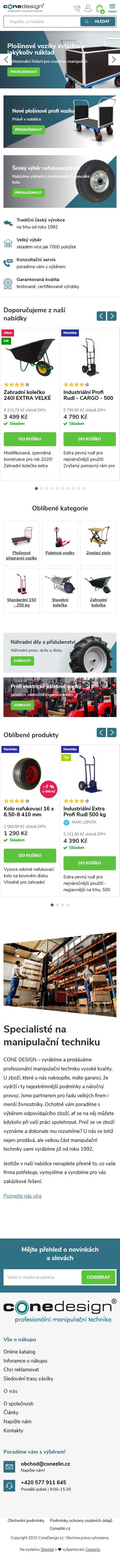 CONE DESIGN - redesign e-shopu na platformě shoptet - Screenshot mobilní verze
