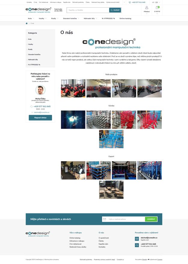 CONE DESIGN - redesign e-shopu na platformě shoptet - Screenshot