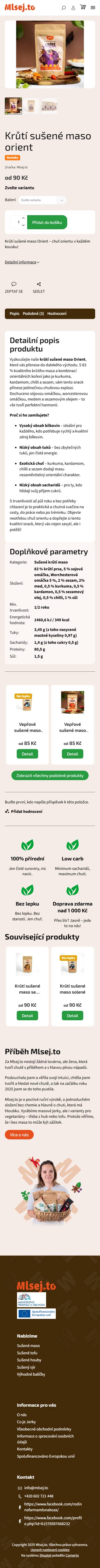 Mlsej.to - Tvorba e-shopu na platformě Shoptet - Screenshot mobilní verze