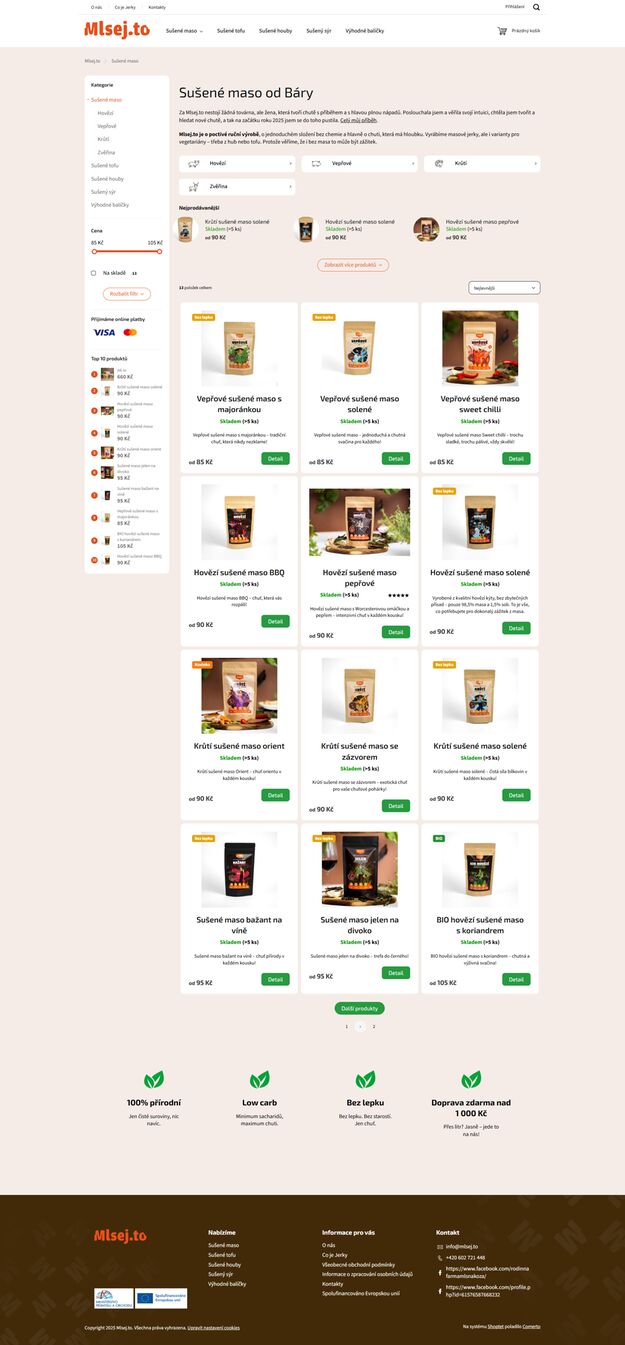 Mlsej.to - Tvorba e-shopu na platformě Shoptet - Screenshot