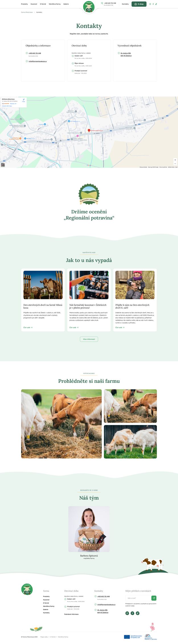 Nový web pro biofarmu Mlasná Koza - Screenshot