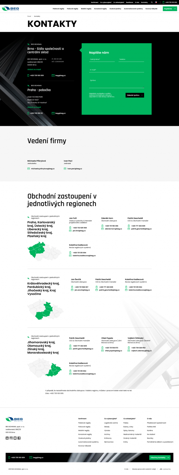 BEG Bohemia: Webový katalog prezentující zakázková a nestandardní řešení - Screenshot