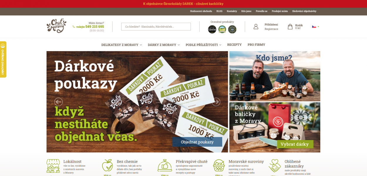 Úpravy a redesign e-shopu Chuť Moravy