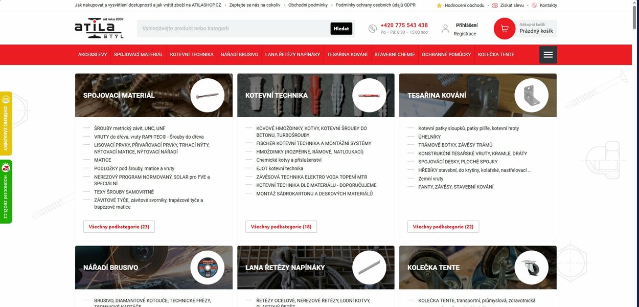 Redesign a přepracování struktury e-shopu AtilaShop.cz