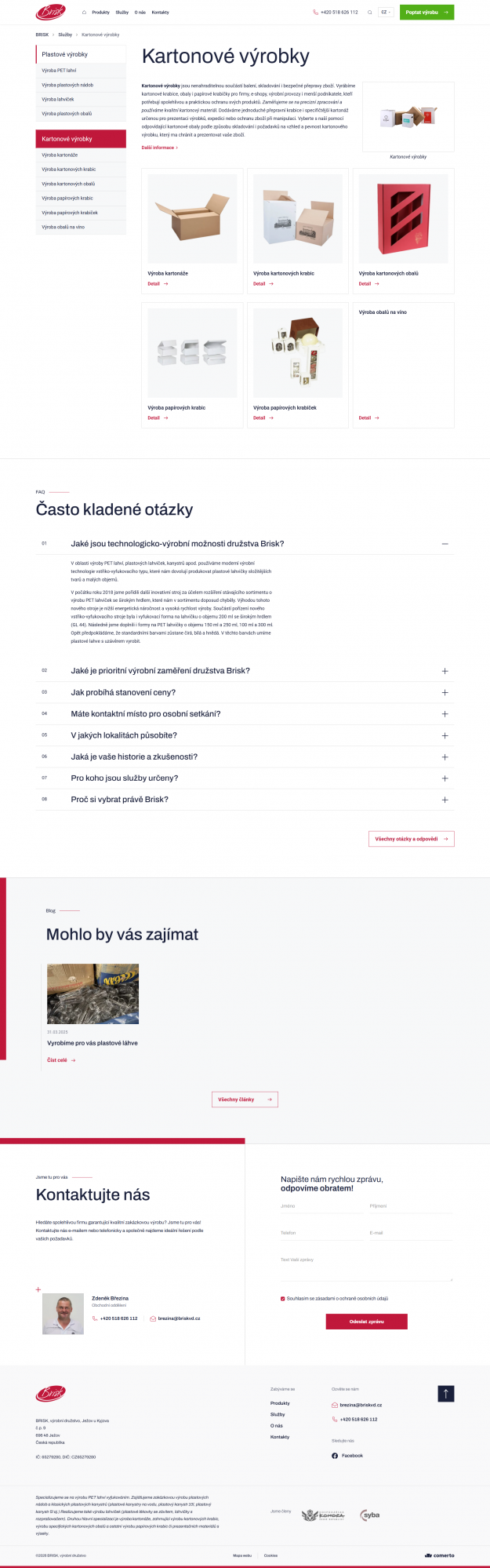 Redesign webu výrobního družstva Brisk - Screenshot