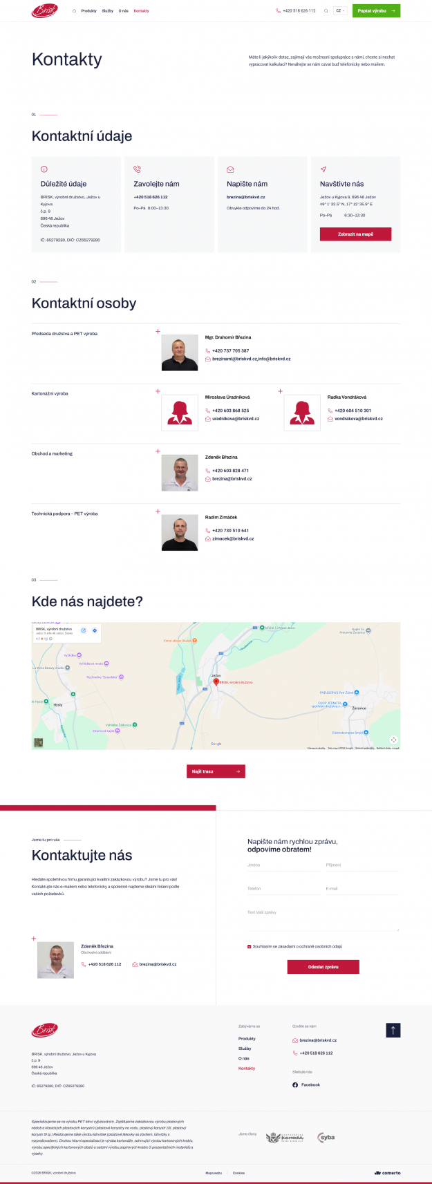 Redesign webu výrobního družstva Brisk - Screenshot