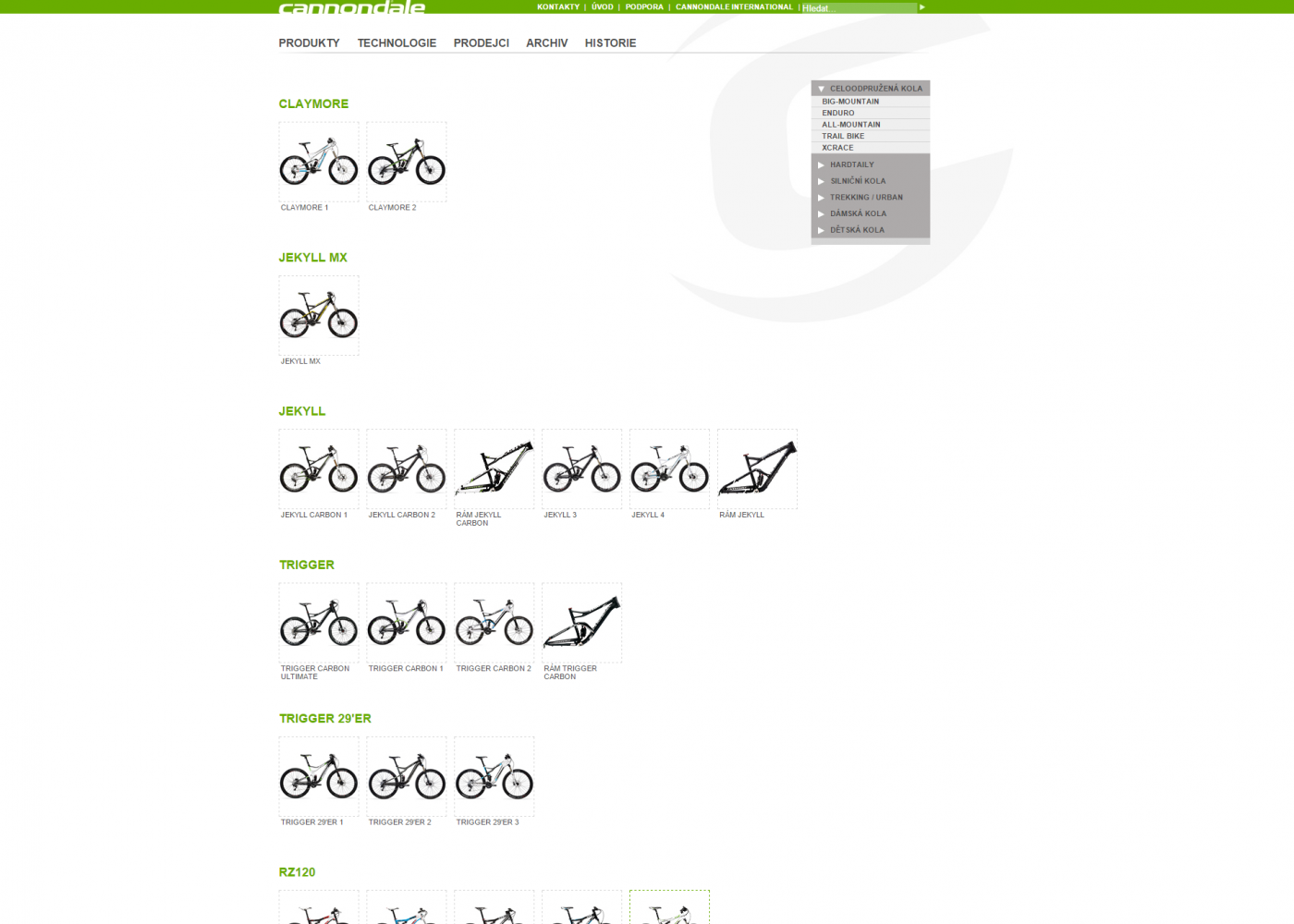 Cannondale Bikes - Porovnání, stará verze #1