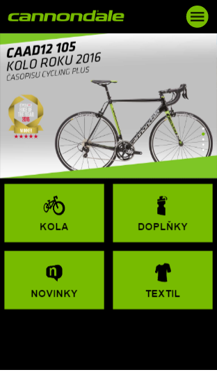 Cannondale Bikes - Screenshot mobilní verze