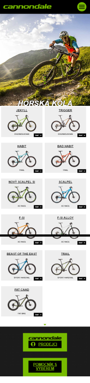 Cannondale Bikes - Screenshot mobilní verze
