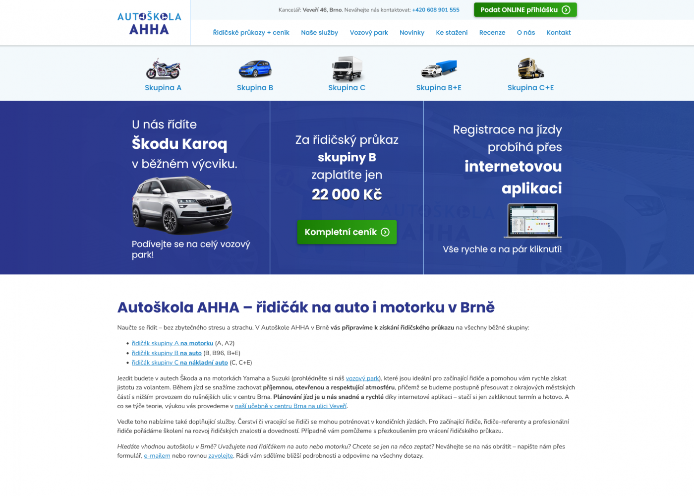 Autoškola AHHA: Redesign webu 2014 a 2024 - Porovnání, nová verze #2