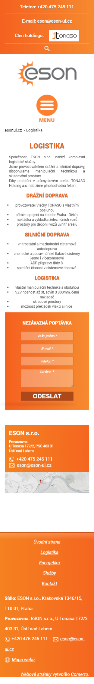 ESON - Screenshot mobilní verze