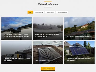 Tvorba nového webu pro VacuSol ve svérázném designu | V detailu produktu - solárního kolektoru je jednou ze sekcí také výpis vybraných referencí
