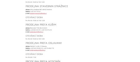 Betoneshop.cz: tvorba e-shopu na míru pro Prefa Brno a.s. | Původní podoba kontaktů na starém Beton E-shopu