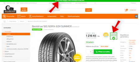 Správa vyhledávačů zboží – Autobaterie-pneumatiky.cz | Upozornění na rychlost expedice