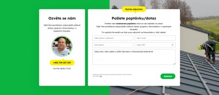 ARPEG: Redesign webu na míru pro dlouhodobý rozvoj | Klasický formulář na fotovoltaickou elektrárnu s možností přímé poptávky i nezávazného dotazu