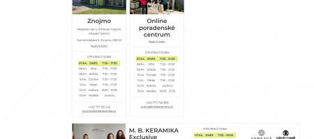 M.B.KERAMIKA: Nepřetržitý vývoj a průběžné aktualizace webu již od roku 2012 | Redesignovaná stránka s kontakty a výpisem prodejen