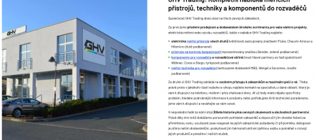 GHV Trading: Rozvoj webu s elektro sortimentem a optimalizace pro vyhledávače | U domovských stránek bývá obzlášť těžké vyvažovat informační hodnotu a zbytečnou přehlcenost
