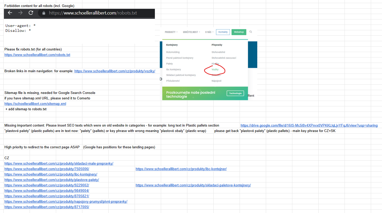 SEO a PR články pro web Schoeller Allibert: ČR a Slovensko | Během kontrol jsme si všimli zásadních problémů ovlivňující výkon SEO, který jsme urychleně reportovali klientovi k zapracování