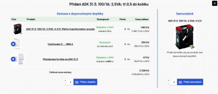 GHV Trading: Nový web se sjednoceným katalogem a e-shopem | Pop-upové okno produktové soustavy, které nabízí dokoupení dalších, bezprostředně napojených produktů a služeb