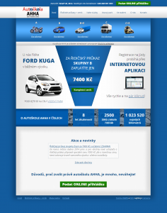 Autoškola AHHA: Redesign webu 2014 a 2024 | Redesignovaná homepage (2014)