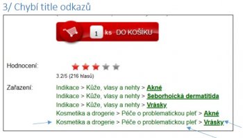 Full-service SEO se zaměřením na konverznost pro GigaLékárnu | Typicky když člověk najede na nějaký odkaz a chvíli tam myší zůstane, objeví se mu titulek, který u GigaLékárny chyběl