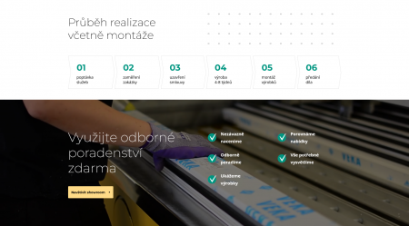 Designový web a prezentér produktů pro OKNOSERVIS | Výhody OKNOSERVISU v jednoduchých a krátkých bodech