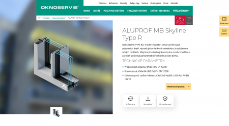 Designový web a prezentér produktů pro OKNOSERVIS | Responzivita v praxi: Zobrazení toho samého obsahu na počítači