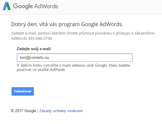 AdWords pozvánka